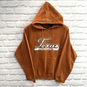 Vtg Texas Longhorns Hoodie Oversized Sweatshirt Orange Football embroidered Y2K